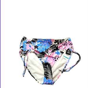 CALIFORNIA WAVES Floral Cinched Bikini Bottom Cute Swimwear